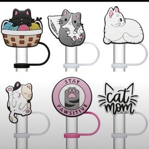 Cat Silicone Straw Toppers